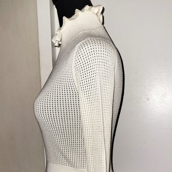 NWT! Miu Mui Cream Cashmere/Silk Cropped Waffle Sweater - EU 38 - Picture 3 of 5